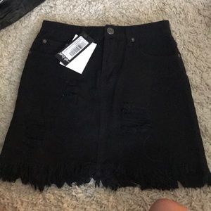 NEW Black Distressed Denim miniskirt